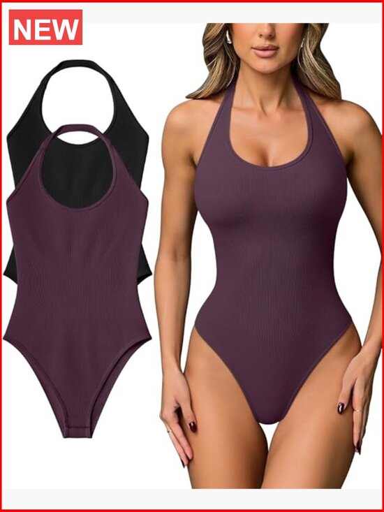 Other - Halter Neck Bodysuit 2 Pack Sleeveless Shapewear One Piece Leotard Going Out